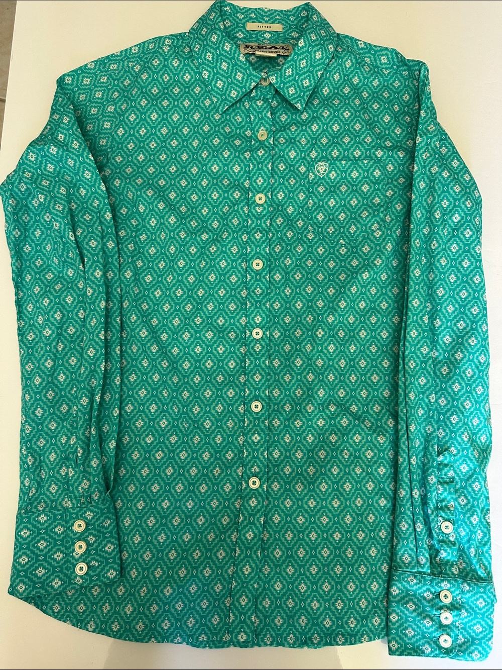 Ariat Teal Geometric Button-Down Shirt